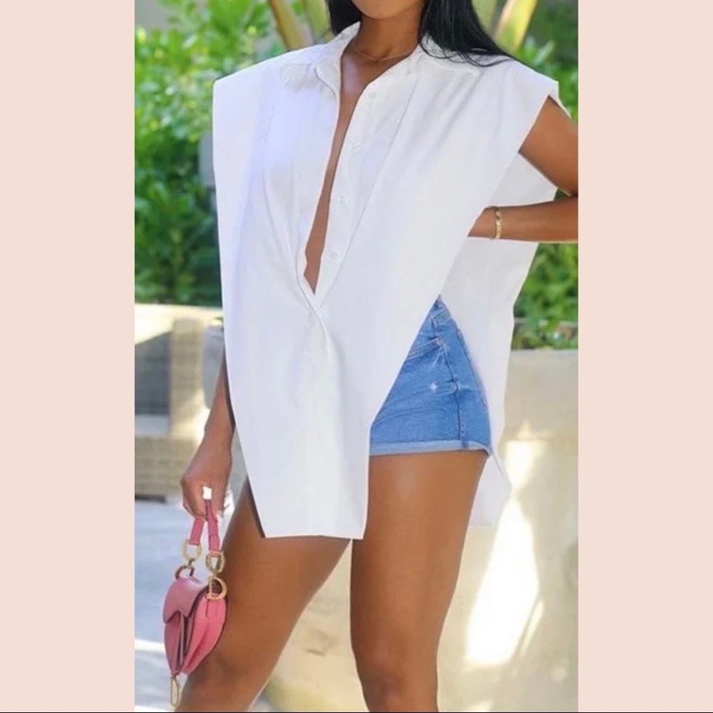 white button up blouse